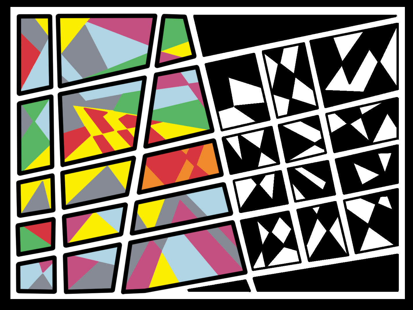 Digital Download, Segmented Shapes (Multicolor and Black/White)