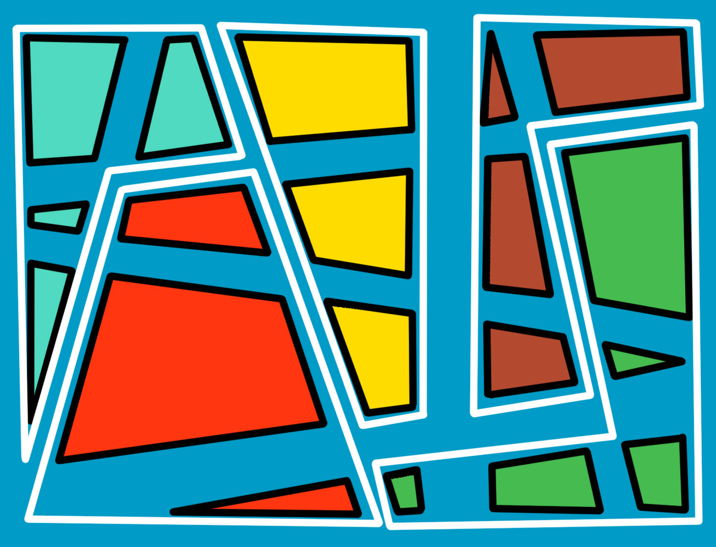Digital Download, Funnels of Colorful Shapes on Blue Background