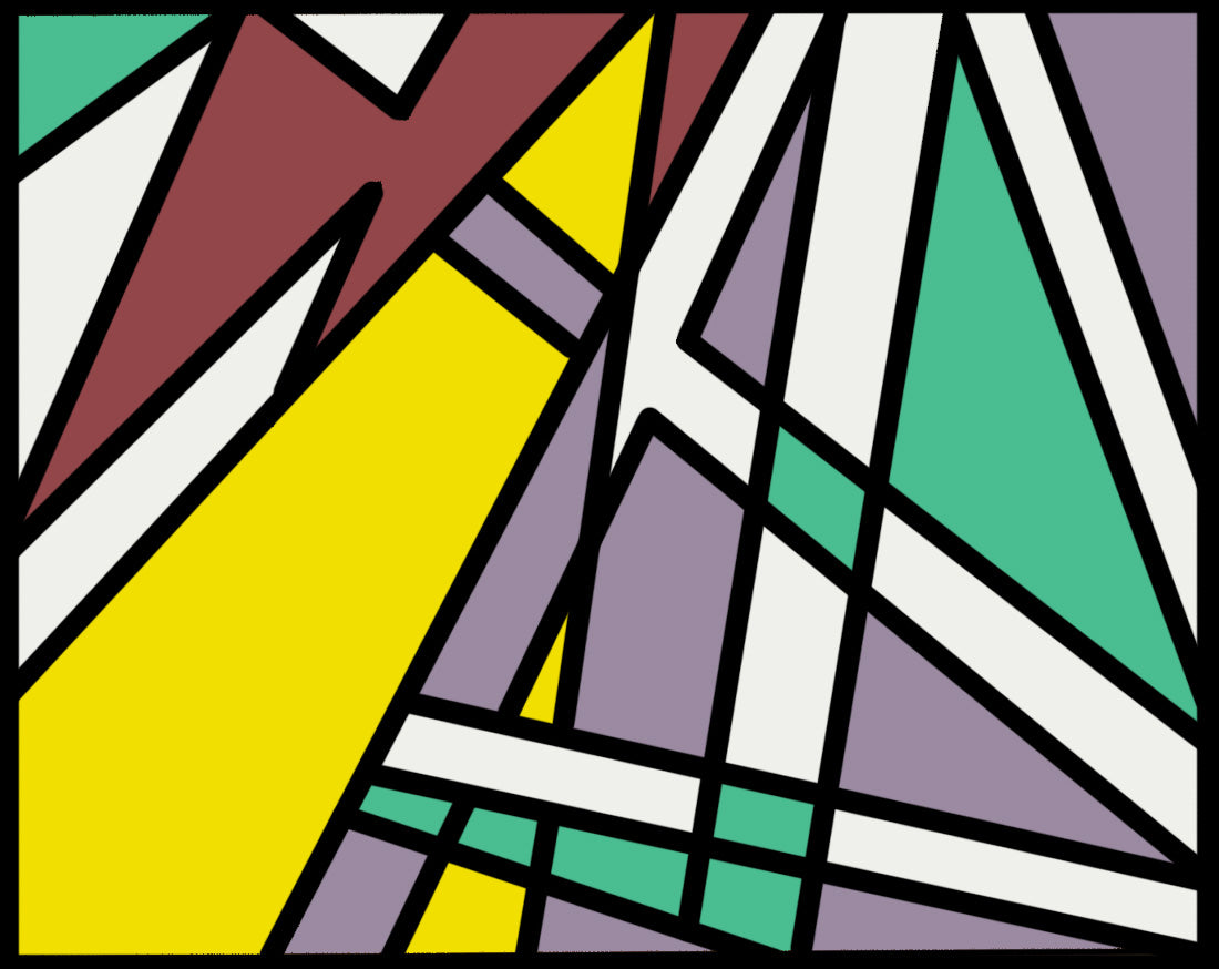 Digital Download, Geometric Shapes Print (Burgundy, Purple, Green, Yellow)