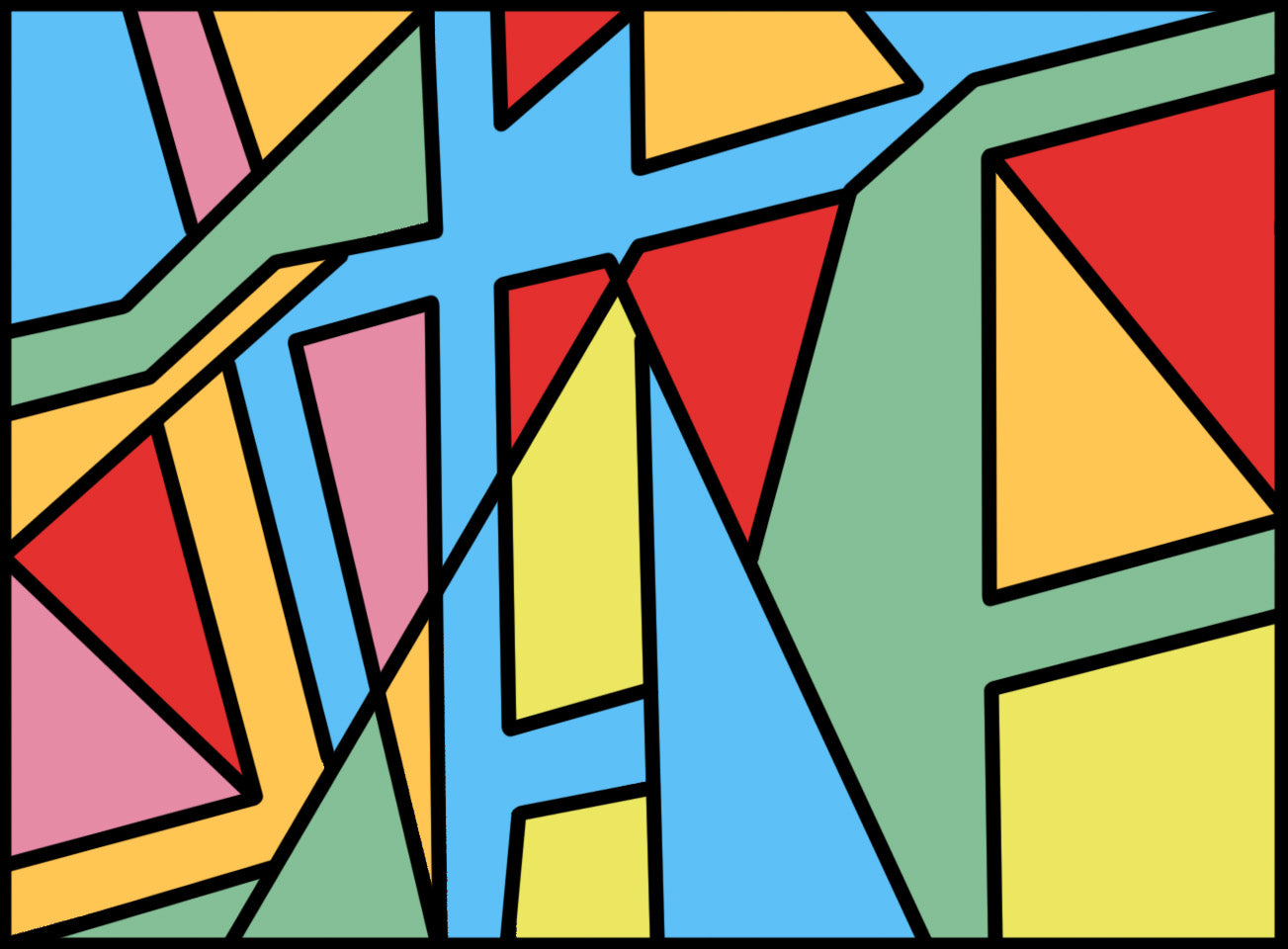 Digital Download, Bright Overlapping Shapes (Blue, Green, Red, Yellow, Orange)